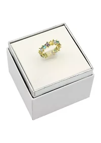 Lab Grown Gold Tone Multi Cubic Zirconia Eternity Band Ring