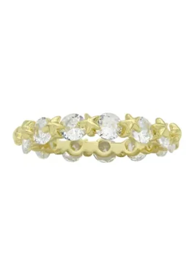 Lab Grown Gold Tone Round CZ Eternity Band Ring