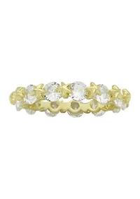 Lab Grown Gold Tone Round CZ Eternity Band Ring