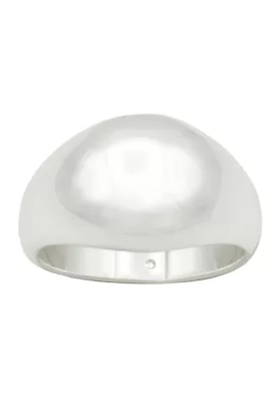 Silver Tone Dome Signet Ring