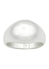 Silver Tone Dome Signet Ring