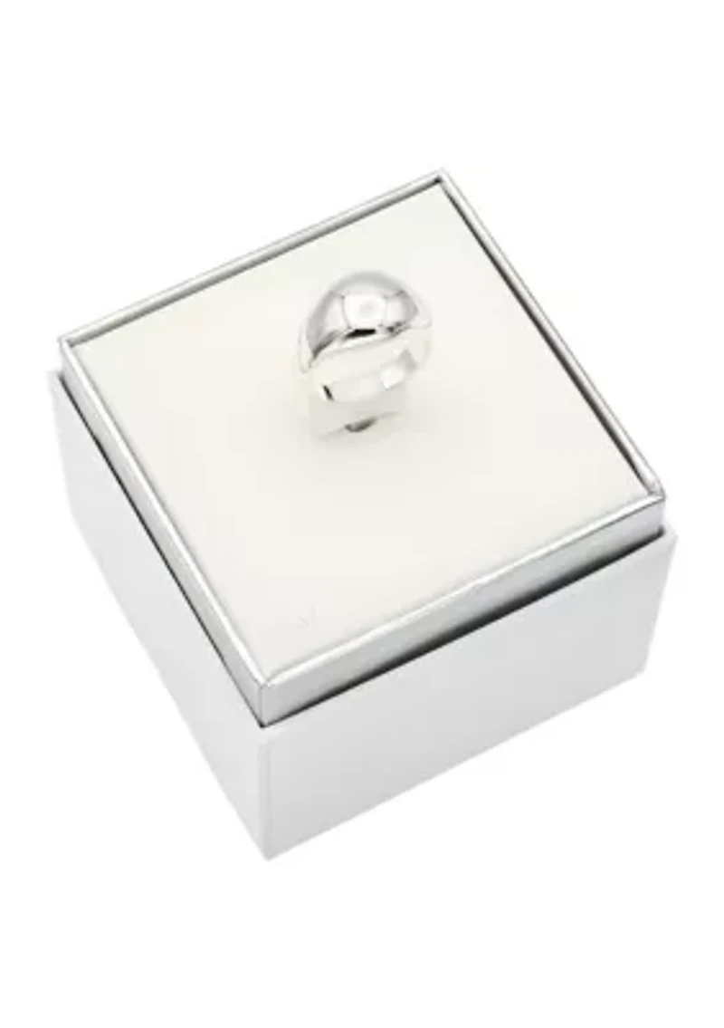 Silver Tone Dome Signet Ring