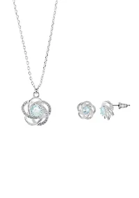 Lab Created Silver Tone Pave CZ Twist Necklace and Earring set