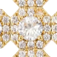 Lab Created Gold Tone Cross Pendant with Round CZ stones Necklace