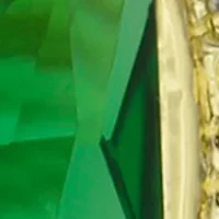 Lab Grown Gold Tone Emerald Crystal with Pavé Cubic Zirconia Double Halo Ring