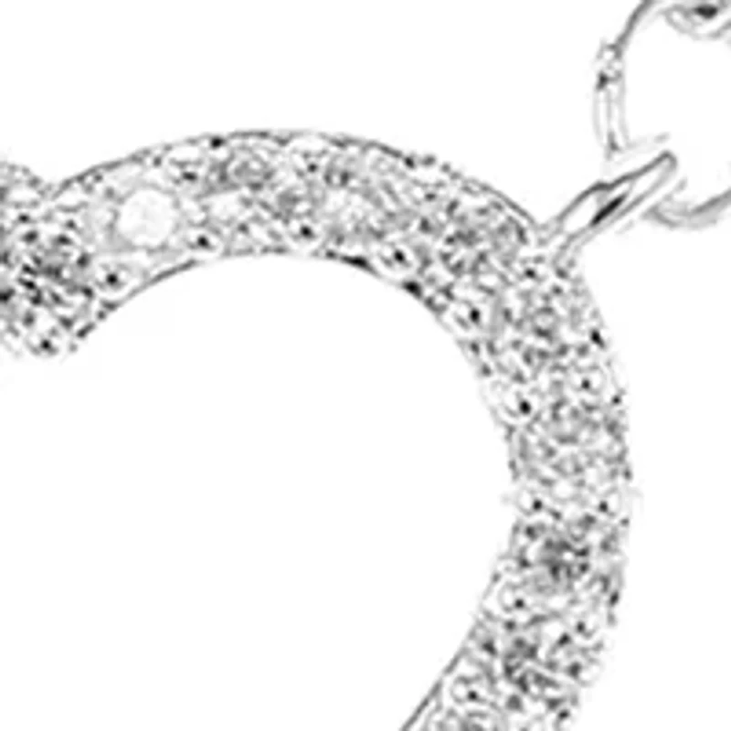 Lab Grown Silver Tone Clear CZ Open Pave Heart Necklace and Earring Set