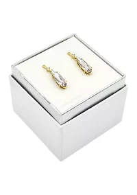 Lab Grown Gold Tone Vintage Rose Crystal Teardrop Earrings