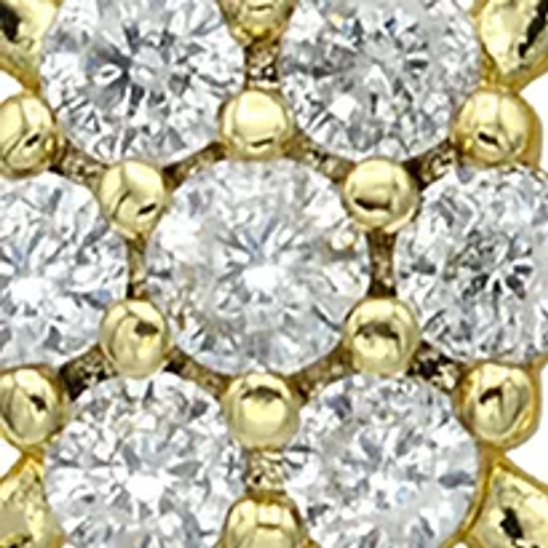 Lab Grown Gold Tone Round Cubic Zirconia and Open Scallop Stud Earrings
