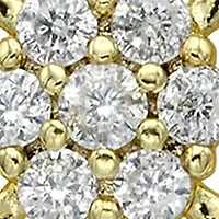 Lab Grown Gold Tone Round Cubic Zirconia and Open Scallop Stud Earrings