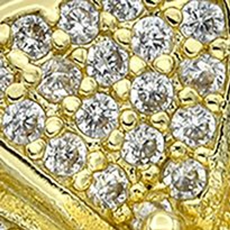 Lab Grown Gold Tone Pavé Cubic Zirconia Flower Earrings