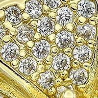 Lab Grown Gold Tone Pavé Cubic Zirconia Flower Earrings