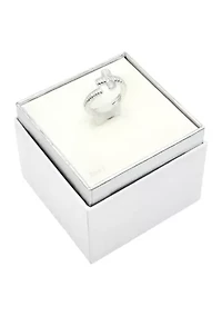 Silver Tone Textured Cross Wrap Ring