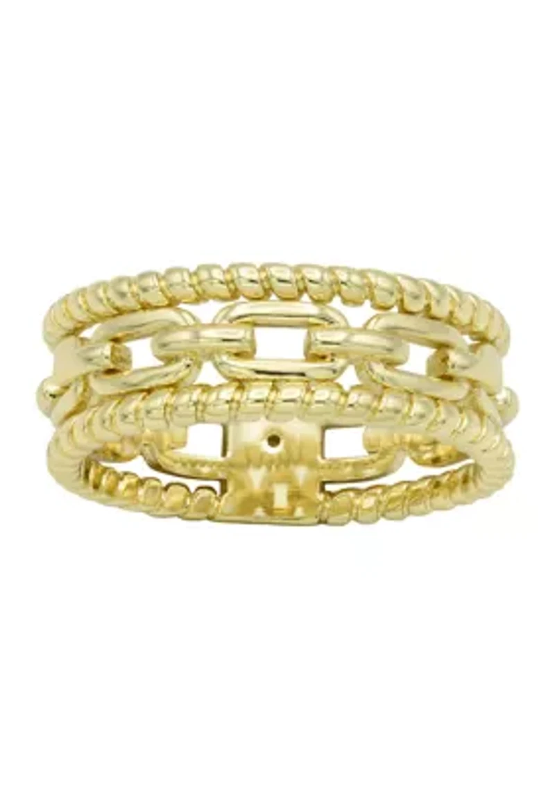 Gold Tone Open Link and Rope Band