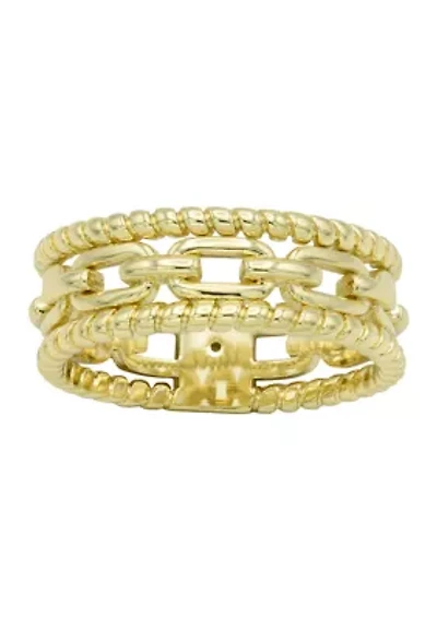 Gold Tone Open Link and Rope Band