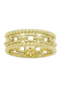 Gold Tone Open Link and Rope Band