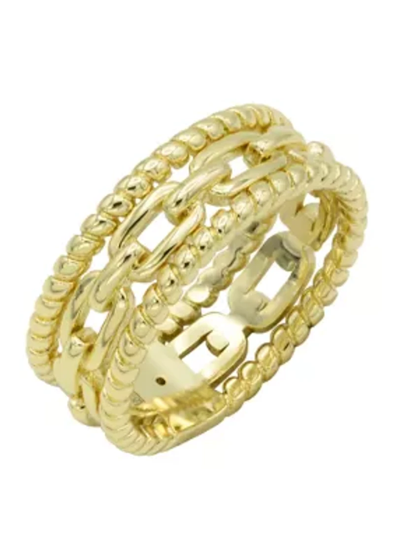 Gold Tone Open Link and Rope Band