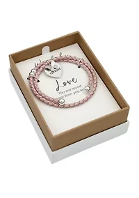 Silver Tone Pink Leather Coil with Lab Grown Cubic Zirconia Butterfly Charm Bracelet