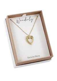 Lab Grown Gold Tone with Mother of Pearl Heart Pendant Necklace