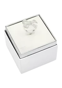 Lab Grown Silver Tone CZ Baguette Bow Ring