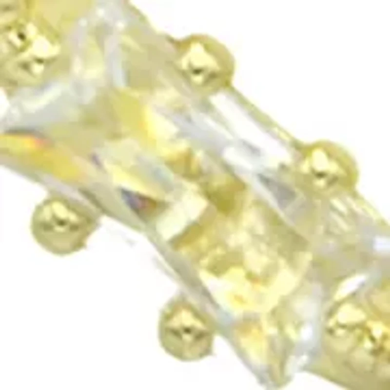 Lab Grown Gold Tone Open Teardrop Pendant with CZ Baguette stones Necklace