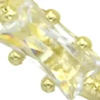 Lab Grown Gold Tone Open Teardrop Pendant with CZ Baguette stones Necklace