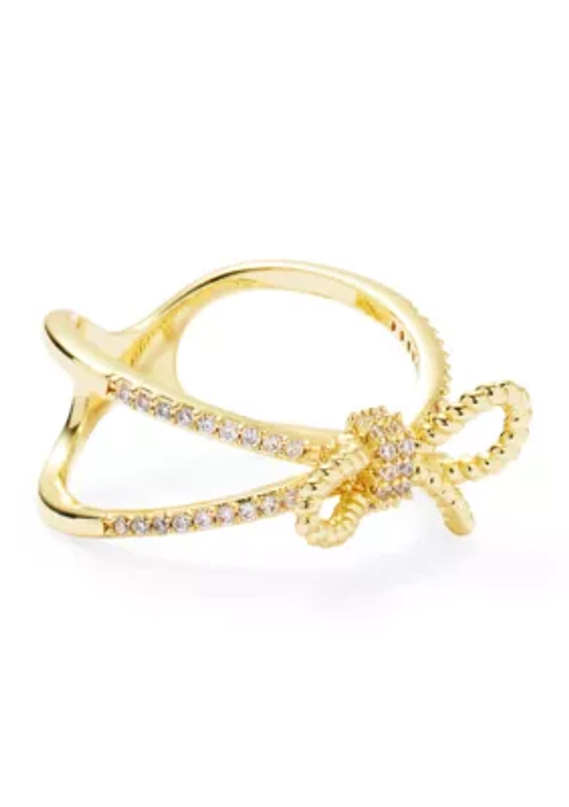 Lab Grown Cable Bow Pavé Cubic Zirconia Open Band Ring