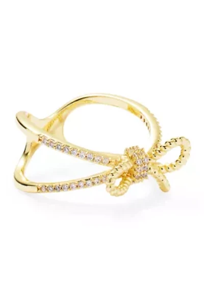 Lab Grown Cable Bow Pavé Cubic Zirconia Open Band Ring