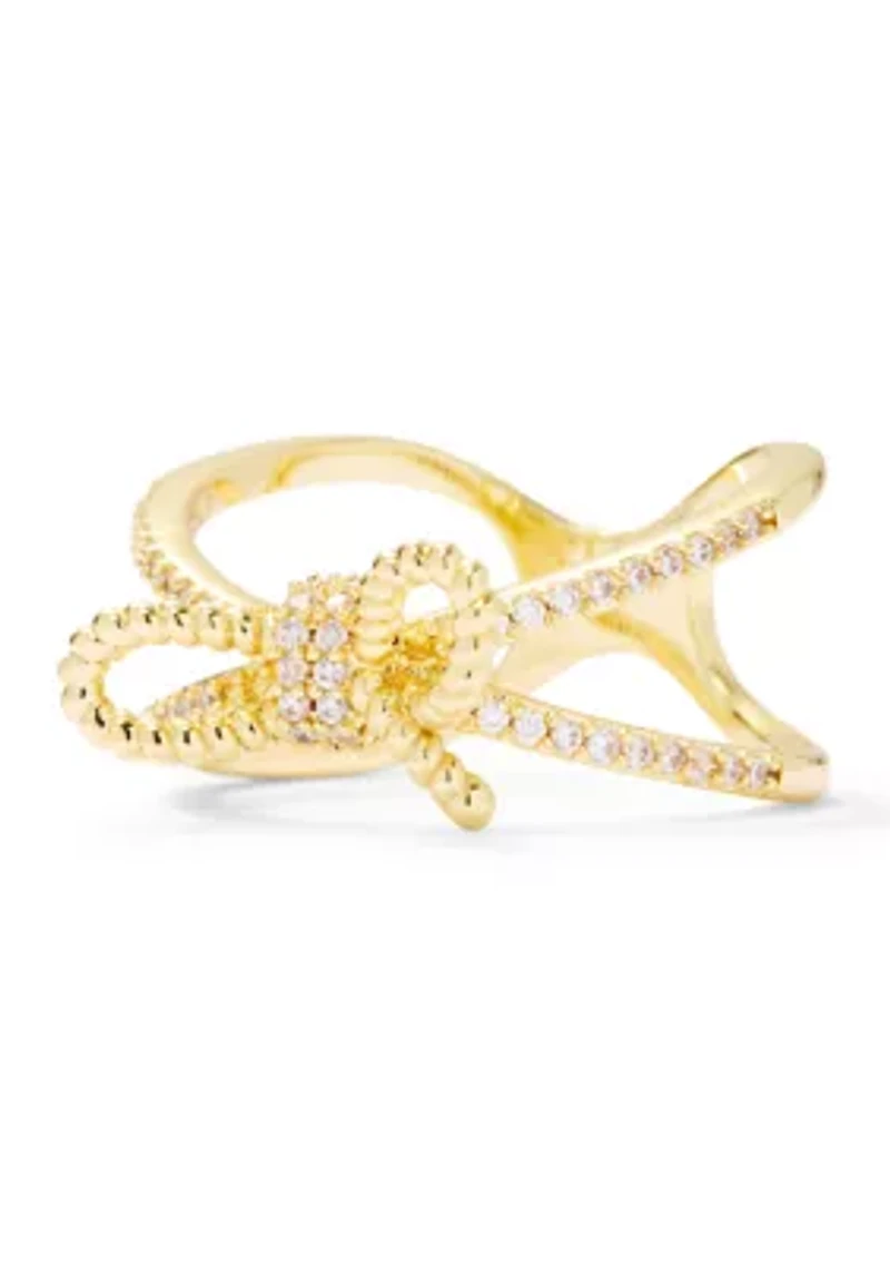 Lab Grown Cable Bow Pavé Cubic Zirconia Open Band Ring