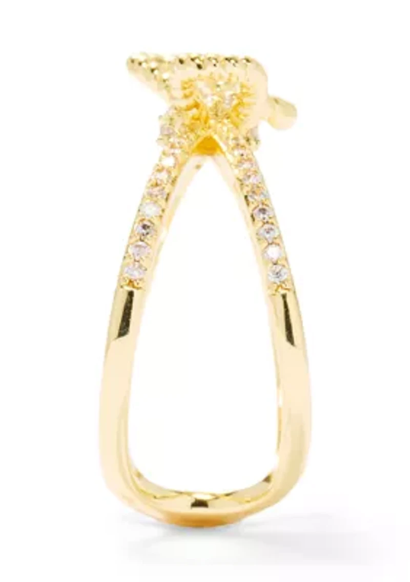 Lab Grown Cable Bow Pavé Cubic Zirconia Open Band Ring