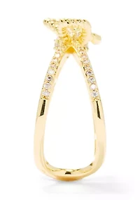 Lab Grown Cable Bow Pavé Cubic Zirconia Open Band Ring