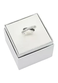 Lab Grown Jet and Clear Crystal Pavé Crossover Band Ring