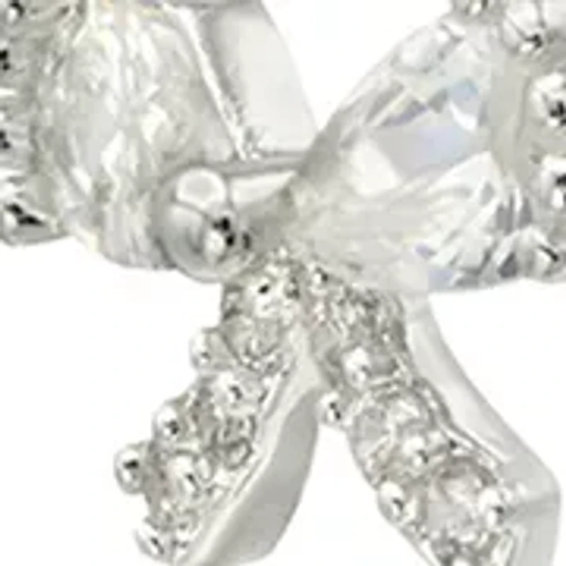 Lab Grown Silver Tone Clear Cubic Zirconia Multi-Stud Earrings Set