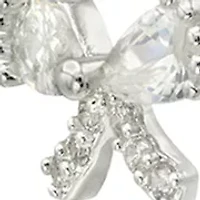 Lab Grown Silver Tone Clear Cubic Zirconia Multi-Stud Earrings Set