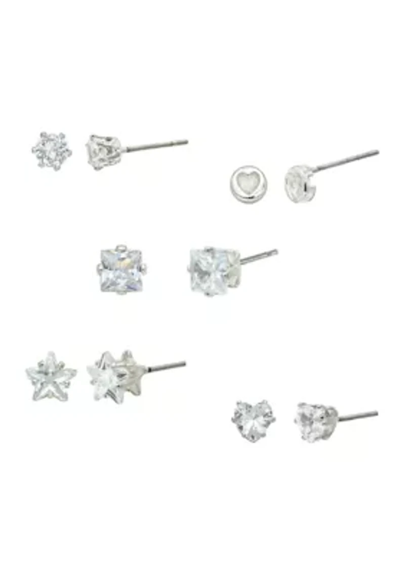 Lab Grown Multi Stud Cubic Zirconia Earring Set