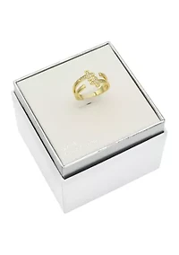 Lab Created  Double CZ Cross Open Wrap Ring