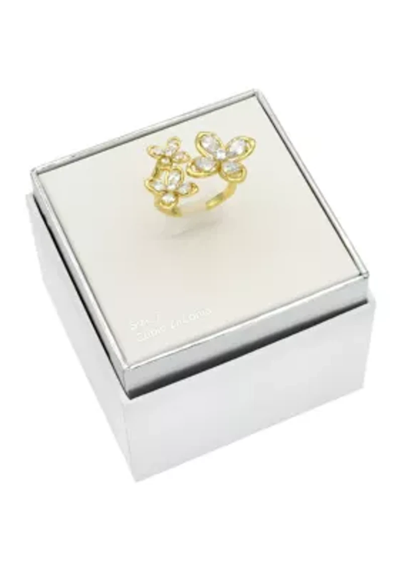 Multi Flower CZ Open Wrap Ring