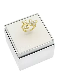 Multi Flower CZ Open Wrap Ring