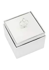 Lab Grown Silver Tone Clear CZ Marquise Stone with Baguettes Ring