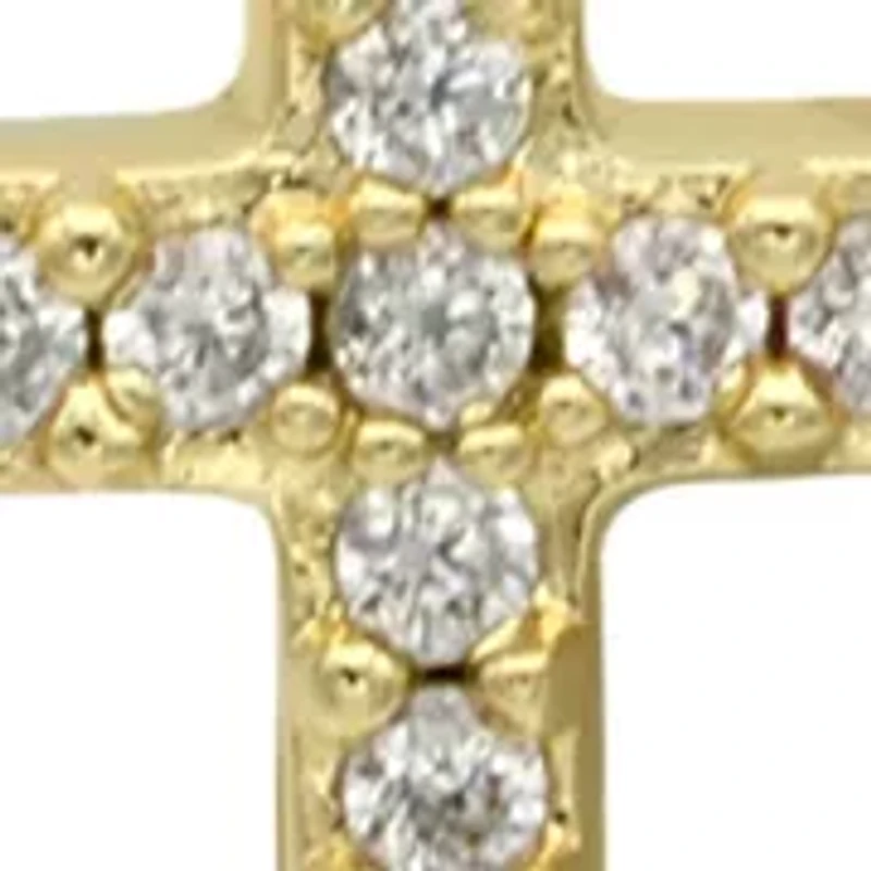 Lab Grown Pave Cubic Zirconia East West Cross Pendant Necklace
