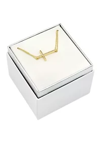 Lab Grown Pave Cubic Zirconia East West Cross Pendant Necklace