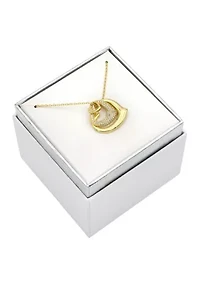 Pavé Cubic Zirconia and Solid Double Heart Pendant