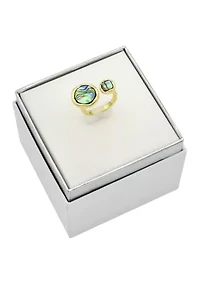 Round Abalone Halo Ring