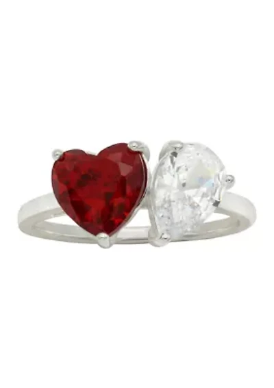 Cubic Zirconia Double Heart Ring