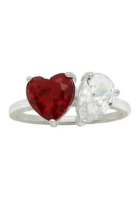 Cubic Zirconia Double Heart Ring