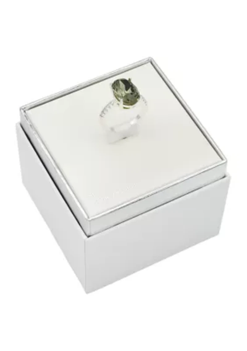 Pavé Cubic Zirconia Band Oval Stone Ring