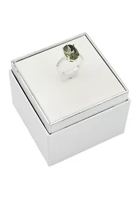 Pavé Cubic Zirconia Band Oval Stone Ring