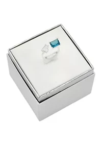 Lab Grown Opal Crystal and Cubic Zirconia Pear Open Wrap Ring