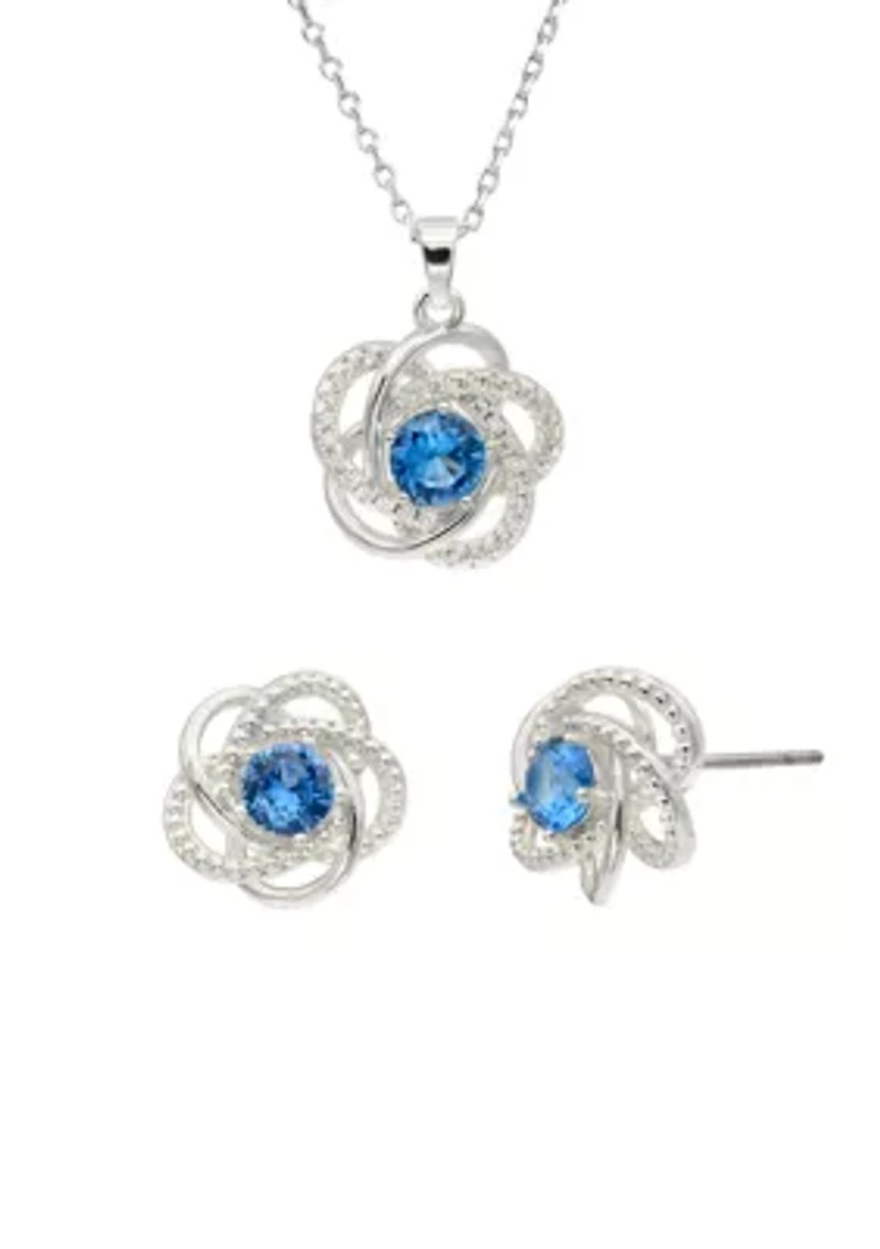 Lab Created Silver Tone Pave CZ Twist Necklace and Earring set