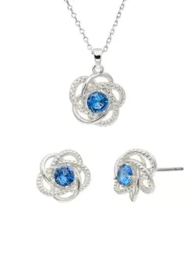 Lab Created Silver Tone Pave CZ Twist Necklace and Earring set