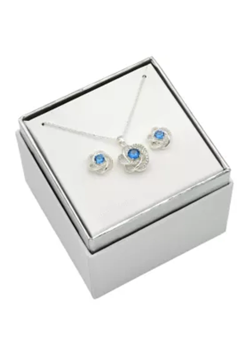 Lab Created Silver Tone Pave CZ Twist Necklace and Earring set
